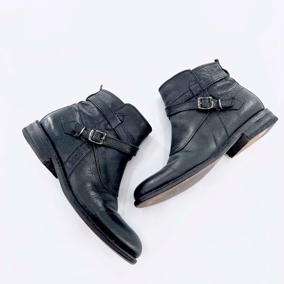 FRYE Jayden cross strap motorcycle boot black leather size 8 B - Picture 8 of 16